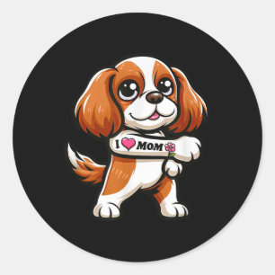 Cavalier King Charles Spaniel I Liebe Mama Funny D Runder Aufkleber