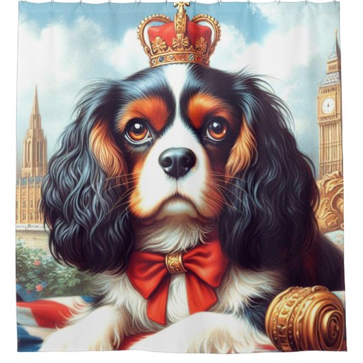 Cavalier King Charles Spaniel Illustration Duschvorhang (Vorderseite)