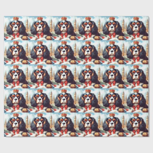 Cavalier King Charles Spaniel Illustration Geschenkpapier (Flach)