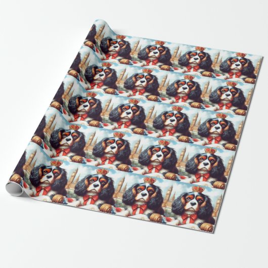 Cavalier King Charles Spaniel Illustration Geschenkpapier (Ungerollt)