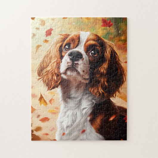 Cavalier King Charles Spaniel im Herbst Puzzle (Vertikal)
