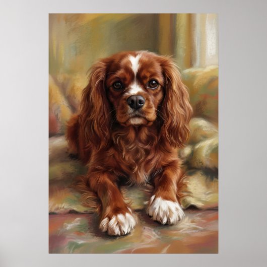 Cavalier King Charles Spaniel im Stil einer Ölgemä Poster (Vorne)