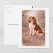 Cavalier King Charles Spaniel im Vintage-Stil Postkarte (Vorne/Hinten)