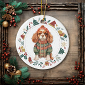 Cavalier King Charles Spaniel im Winter Sweater Keramik Ornament