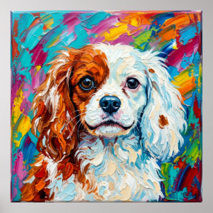 Cavalier King Charles Spaniel Impasto-Porträt Poster