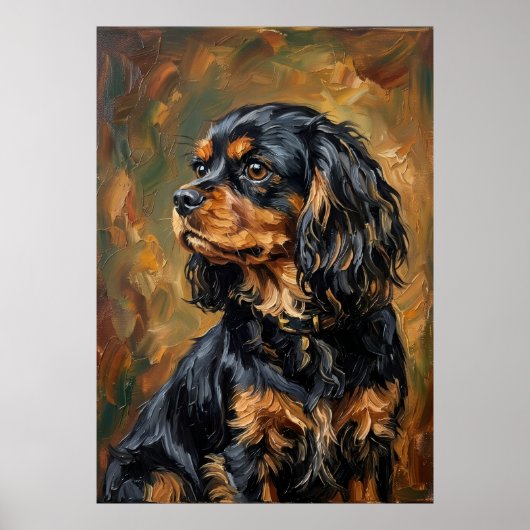 Cavalier King Charles Spaniel Impressionist Pinsel Poster (Vorne)