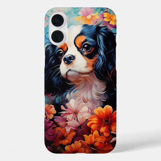 Cavalier King Charles Spaniel in Blume Case-Mate iPhone Hülle (Rückseite)
