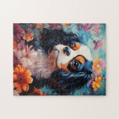Cavalier King Charles Spaniel in Blume Puzzle (Horizontal)