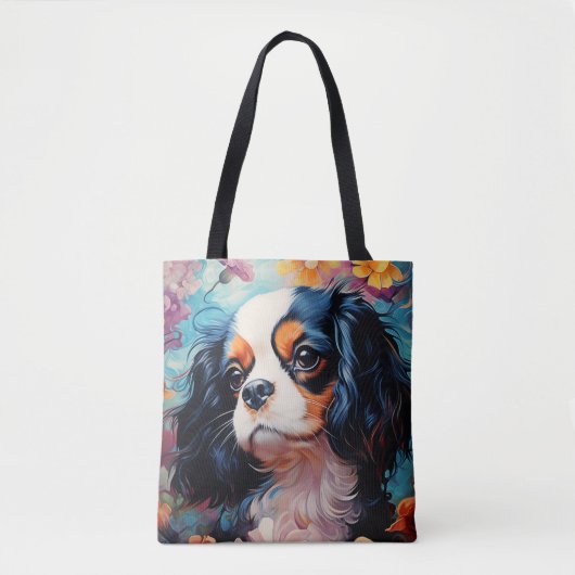 Cavalier King Charles Spaniel in Blume Tasche (Vorderseite)