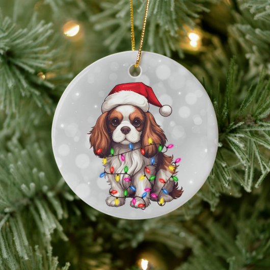 Cavalier King Charles Spaniel in den Weihnachtsbel Keramik Ornament (Baum)