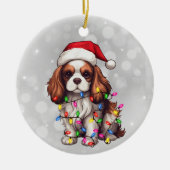 Cavalier King Charles Spaniel in den Weihnachtsbel Keramik Ornament (Vorne)