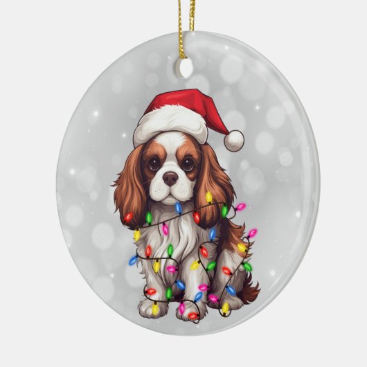 Cavalier King Charles Spaniel in den Weihnachtsbel Keramik Ornament (Links)