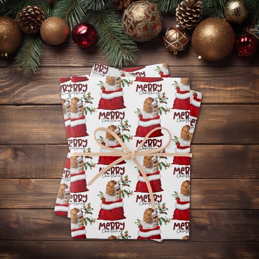 Cavalier King Charles Spaniel in der Holiday Gift  Geschenkpapier Set
