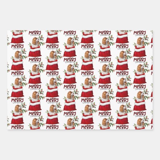 Cavalier King Charles Spaniel in der Holiday Gift Geschenkpapier Set (Vorderseite)