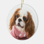 Cavalier King Charles Spaniel in Pink Jacket Keramik Ornament (Links)