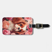 Cavalier King Charles Spaniel in Rose Gepäckanhänger (Vorderseite horizontal)