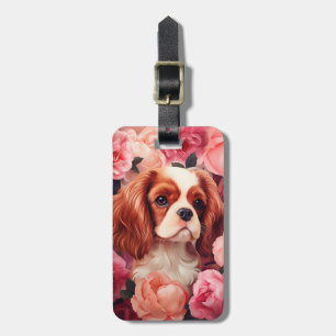 Cavalier King Charles Spaniel in Rose Gepäckanhänger