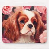 Cavalier King Charles Spaniel in Rose Mousepad (Vorne)