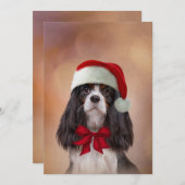 Cavalier King Charles Spaniel in rotem Hut des Wei Einladung (Vorne/Hinten)