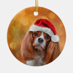Cavalier King Charles Spaniel in rotem Hut von San Keramik Ornament