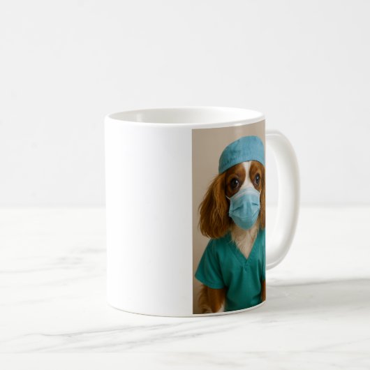 Cavalier King Charles Spaniel in Scrubs Kaffeetasse (VorderseiteRechts)