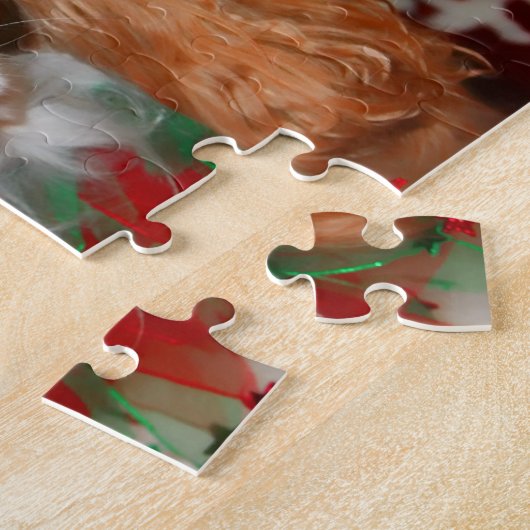 Cavalier King Charles Spaniel in Weihnachtsmannmüt Puzzle (Seite)