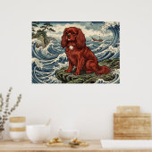 Cavalier King Charles Spaniel Japanische Welle Pos Poster (Küche)
