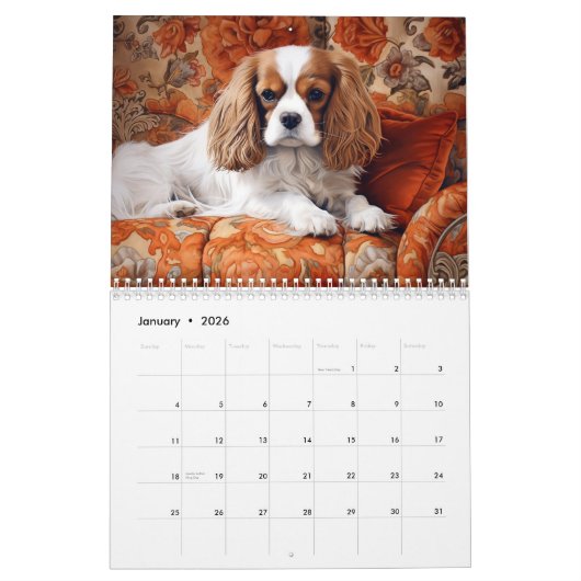 Cavalier King Charles Spaniel Kalender, jedes Jahr Kalender (Jan 2026)