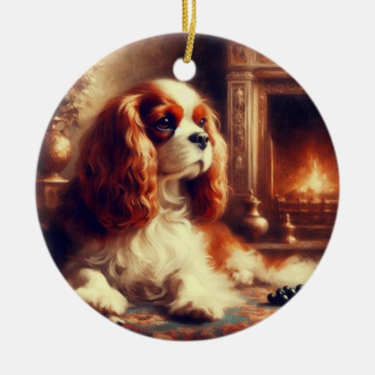 Cavalier King Charles Spaniel Keramik Ornament (Vorne)