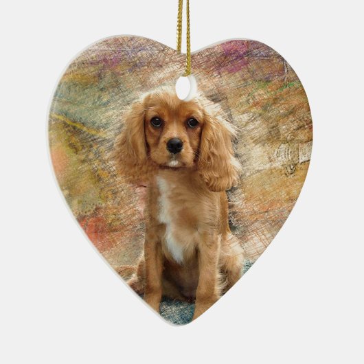 Cavalier King Charles Spaniel Keramik Ornament (Rechts)