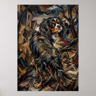 Cavalier King Charles Spaniel Kubistischer Express Poster