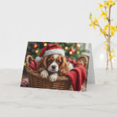 Cavalier King Charles Spaniel Kuschelkorb Karte (Gelbe Blume)