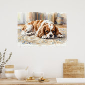 Cavalier King Charles Spaniel Liegt Wasserfarbe Poster (Küche)