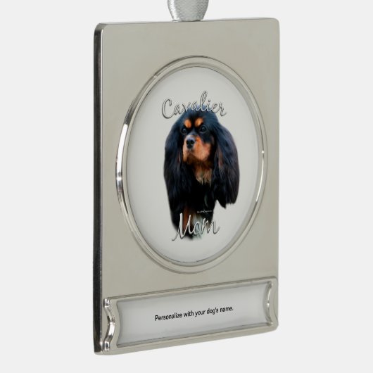 Cavalier King Charles Spaniel Mama 2 Banner-Ornament Silber (Rechts)