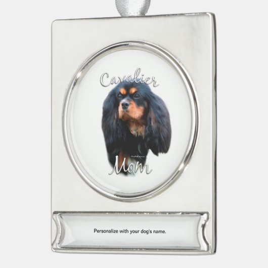 Cavalier King Charles Spaniel Mama 2 Banner-Ornament Silber (Links)