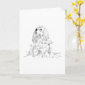 Cavalier King Charles Spaniel, Minimalistische Kun Karte (Gelbe Blume)
