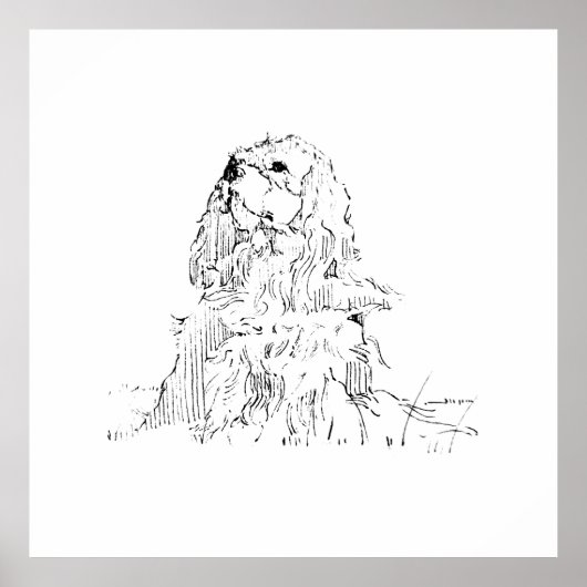 Cavalier King Charles Spaniel, Minimalistische Kun Poster (Vorne)