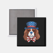 Cavalier King Charles Spaniel mit der US-Flagge In Magnet (Vorderseite/Rückseite)