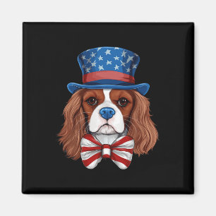 Cavalier King Charles Spaniel mit der US-Flagge In Magnet