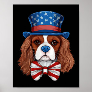 Cavalier King Charles Spaniel mit der US-Flagge In Poster