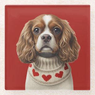 Cavalier King Charles Spaniel mit Herz Glasuntersetzer