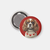 Cavalier King Charles Spaniel mit Herz Magnet (Vorderseite/Rückseite)