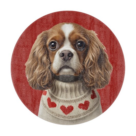 Cavalier King Charles Spaniel mit Herz Schneidebrett (Vorderseite)