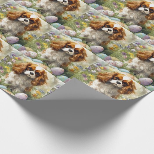 Cavalier King Charles Spaniel mit Ostereiern Geschenkpapier (Ecke)
