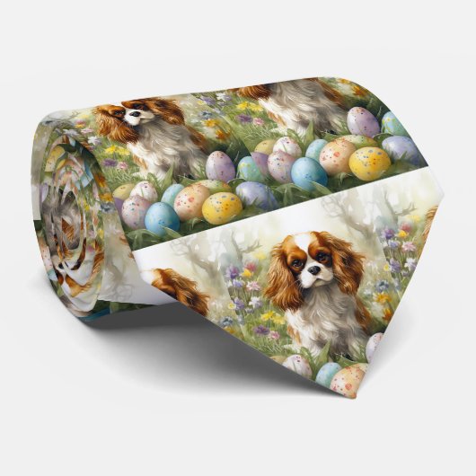 Cavalier King Charles Spaniel mit Ostereiern Krawatte (Gerollt)