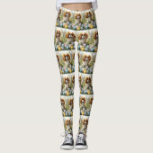 Cavalier King Charles Spaniel mit Ostereiern Leggings (Vorderseite)