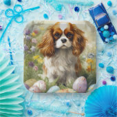Cavalier King Charles Spaniel mit Ostereiern Pappteller (Party)