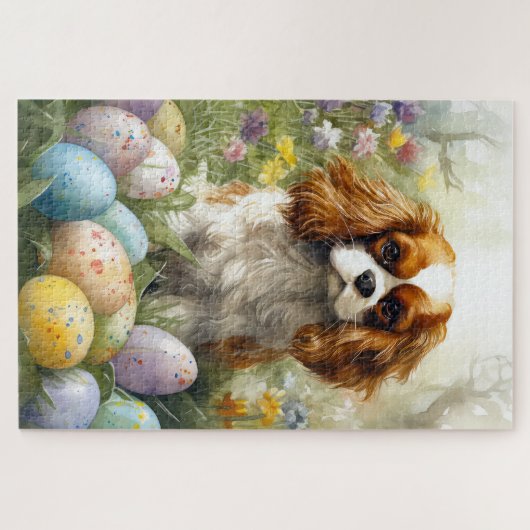 Cavalier King Charles Spaniel mit Ostereiern Puzzle (Horizontal)