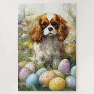 Cavalier King Charles Spaniel mit Ostereiern Puzzle