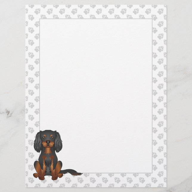 Cavalier King Charles Spaniel mit schwarzer und br Briefbogen (Vorderseite)